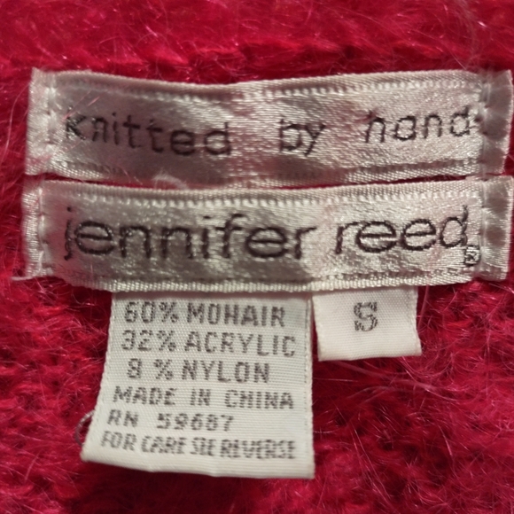 Jennifer Reed Knitted By Hand Vintage Pink Mohair Sweater S - Picture 2 of 3